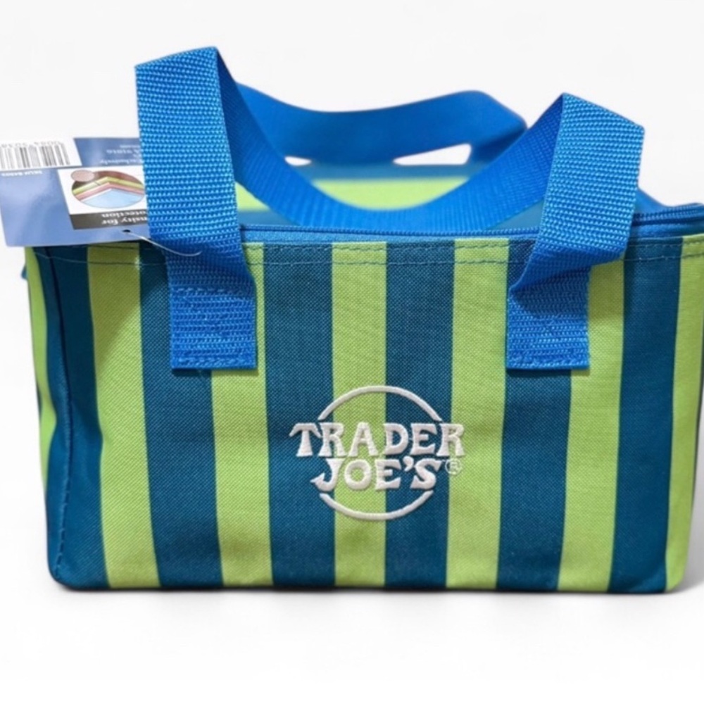 Trader Joe's Blue and Green Striped Tote